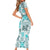 Hawaii Tapa Tribal Short Sleeve Bodycon Dress With Hawaiian Quilt Pattern Aqua LT9 - Polynesian Pride