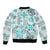 Hawaii Tapa Tribal Sleeve Zip Bomber Jacket With Hawaiian Quilt Pattern Aqua LT9 - Polynesian Pride