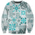 Hawaii Tapa Tribal Sweatshirt With Hawaiian Quilt Pattern Aqua LT9 Unisex Aqua - Polynesian Pride