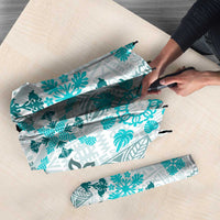 Hawaii Tapa Tribal Umbrella With Hawaiian Quilt Pattern Aqua LT9 - Polynesian Pride