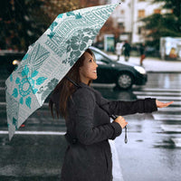 Hawaii Tapa Tribal Umbrella With Hawaiian Quilt Pattern Aqua LT9 - Polynesian Pride