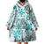 Hawaii Tapa Tribal Wearable Blanket Hoodie With Hawaiian Quilt Pattern Aqua LT9 - Polynesian Pride