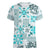 Hawaii Tapa Tribal Women V Neck T Shirt With Hawaiian Quilt Pattern Aqua LT9 Female Aqua - Polynesian Pride