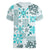 Hawaii Tapa Tribal Women V Neck T Shirt With Hawaiian Quilt Pattern Aqua LT9 - Polynesian Pride