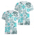 Hawaii Tapa Tribal Women V Neck T Shirt With Hawaiian Quilt Pattern Aqua LT9 - Polynesian Pride