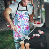 Hawaii Tapa Tribal Apron With Hawaiian Quilt Pattern Blue LT9 - Polynesian Pride