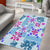 Hawaii Tapa Tribal Area Rug With Hawaiian Quilt Pattern Blue LT9 - Polynesian Pride