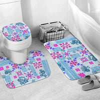 Hawaii Tapa Tribal Bathroom Set With Hawaiian Quilt Pattern Blue LT9 Mat Set Only (3 pcs) One Size Blue - Polynesian Pride