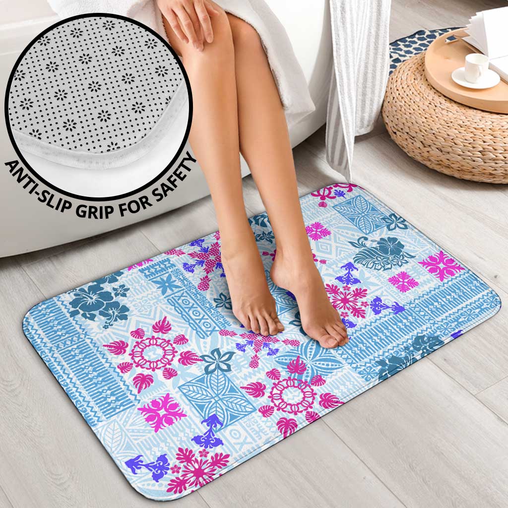 Hawaii Tapa Tribal Bathroom Set With Hawaiian Quilt Pattern Blue LT9 - Polynesian Pride