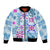 Hawaii Tapa Tribal Bomber Jacket With Hawaiian Quilt Pattern Blue LT9 Unisex Blue - Polynesian Pride