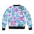 Hawaii Tapa Tribal Bomber Jacket With Hawaiian Quilt Pattern Blue LT9 - Polynesian Pride