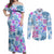 Hawaii Tapa Tribal Couples Matching Off Shoulder Maxi Dress and Long Sleeve Button Shirt With Hawaiian Quilt Pattern Blue LT9 Blue - Polynesian Pride