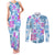 Hawaii Tapa Tribal Couples Matching Tank Maxi Dress and Long Sleeve Button Shirt With Hawaiian Quilt Pattern Blue LT9 Blue - Polynesian Pride