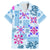 Hawaii Tapa Tribal Family Matching Mermaid Dress and Hawaiian Shirt With Hawaiian Quilt Pattern Blue LT9 Dad's Shirt - Short Sleeve Blue - Polynesian Pride