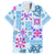 Hawaii Tapa Tribal Family Matching Off Shoulder Maxi Dress and Hawaiian Shirt With Hawaiian Quilt Pattern Blue LT9 Dad's Shirt - Short Sleeve Blue - Polynesian Pride