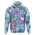 Hawaii Tapa Tribal Hoodie With Hawaiian Quilt Pattern Blue LT9 Pullover Hoodie Blue - Polynesian Pride