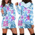 Hawaii Tapa Tribal Hoodie Dress With Hawaiian Quilt Pattern Blue LT9 - Polynesian Pride