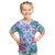 Hawaii Tapa Tribal Kid T Shirt With Hawaiian Quilt Pattern Blue LT9 Blue - Polynesian Pride