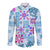 Hawaii Tapa Tribal Long Sleeve Button Shirt With Hawaiian Quilt Pattern Blue LT9 Unisex Blue - Polynesian Pride