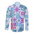 Hawaii Tapa Tribal Long Sleeve Button Shirt With Hawaiian Quilt Pattern Blue LT9 - Polynesian Pride