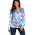 Hawaii Tapa Tribal Off Shoulder Sweater With Hawaiian Quilt Pattern Blue LT9 Women Blue - Polynesian Pride