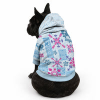 Hawaii Tapa Tribal Pet Hoodie With Hawaiian Quilt Pattern Blue LT9 - Polynesian Pride
