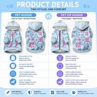 Hawaii Tapa Tribal Pet Hoodie With Hawaiian Quilt Pattern Blue LT9 - Polynesian Pride