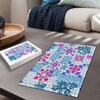 Hawaii Tapa Tribal Puzzle With Hawaiian Quilt Pattern Blue LT9 - Polynesian Pride