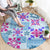 Hawaii Tapa Tribal Round Carpet With Hawaiian Quilt Pattern Blue LT9 - Polynesian Pride