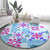 Hawaii Tapa Tribal Round Carpet With Hawaiian Quilt Pattern Blue LT9 - Polynesian Pride