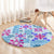 Hawaii Tapa Tribal Round Carpet With Hawaiian Quilt Pattern Blue LT9 - Polynesian Pride