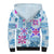 Hawaii Tapa Tribal Sherpa Hoodie With Hawaiian Quilt Pattern Blue LT9 - Polynesian Pride