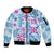 Hawaii Tapa Tribal Sleeve Zip Bomber Jacket With Hawaiian Quilt Pattern Blue LT9 Unisex Blue - Polynesian Pride