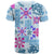 Hawaii Tapa Tribal T Shirt With Hawaiian Quilt Pattern Blue LT9 - Polynesian Pride