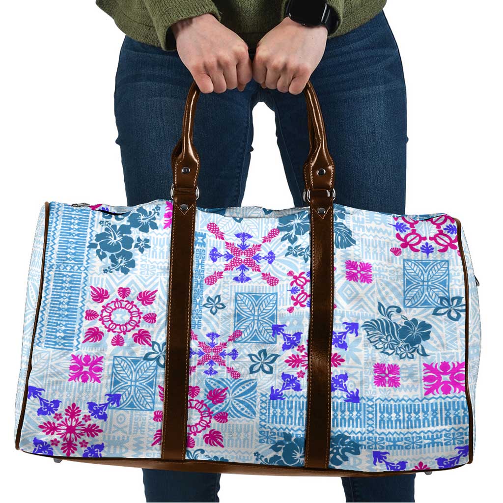 Hawaii Tapa Tribal Travel Bag With Hawaiian Quilt Pattern Blue LT9 Blue - Polynesian Pride