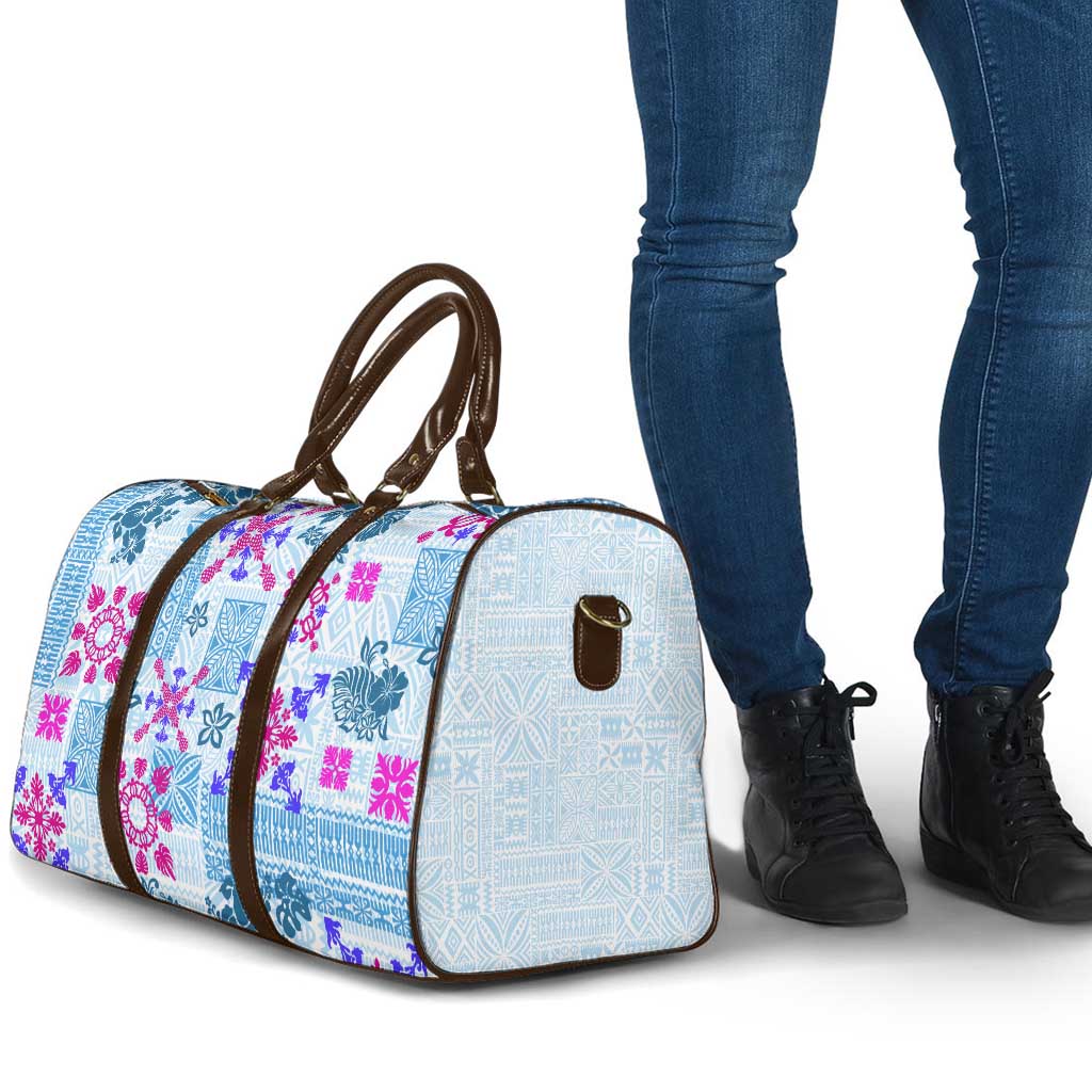 Hawaii Tapa Tribal Travel Bag With Hawaiian Quilt Pattern Blue LT9 - Polynesian Pride