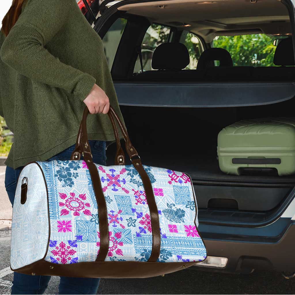 Hawaii Tapa Tribal Travel Bag With Hawaiian Quilt Pattern Blue LT9 - Polynesian Pride