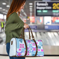 Hawaii Tapa Tribal Travel Bag With Hawaiian Quilt Pattern Blue LT9 - Polynesian Pride