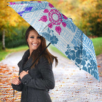 Hawaii Tapa Tribal Umbrella With Hawaiian Quilt Pattern Blue LT9 - Polynesian Pride
