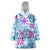 Hawaii Tapa Tribal Wearable Blanket Hoodie With Hawaiian Quilt Pattern Blue LT9 One Size Blue - Polynesian Pride