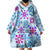 Hawaii Tapa Tribal Wearable Blanket Hoodie With Hawaiian Quilt Pattern Blue LT9 - Polynesian Pride