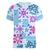 Hawaii Tapa Tribal Women V Neck T Shirt With Hawaiian Quilt Pattern Blue LT9 - Polynesian Pride