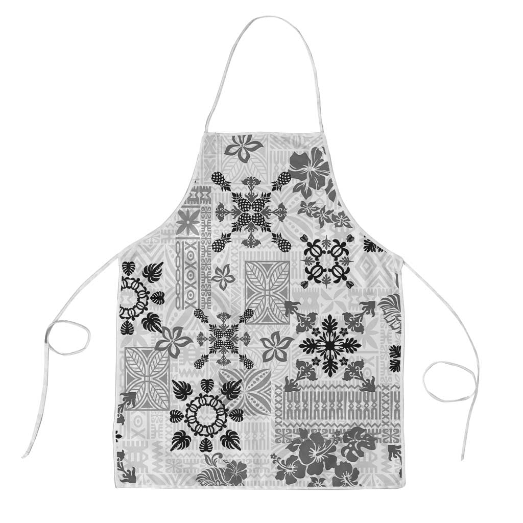 Hawaii Tapa Tribal Apron With Hawaiian Quilt Pattern Black LT9 Black - Polynesian Pride