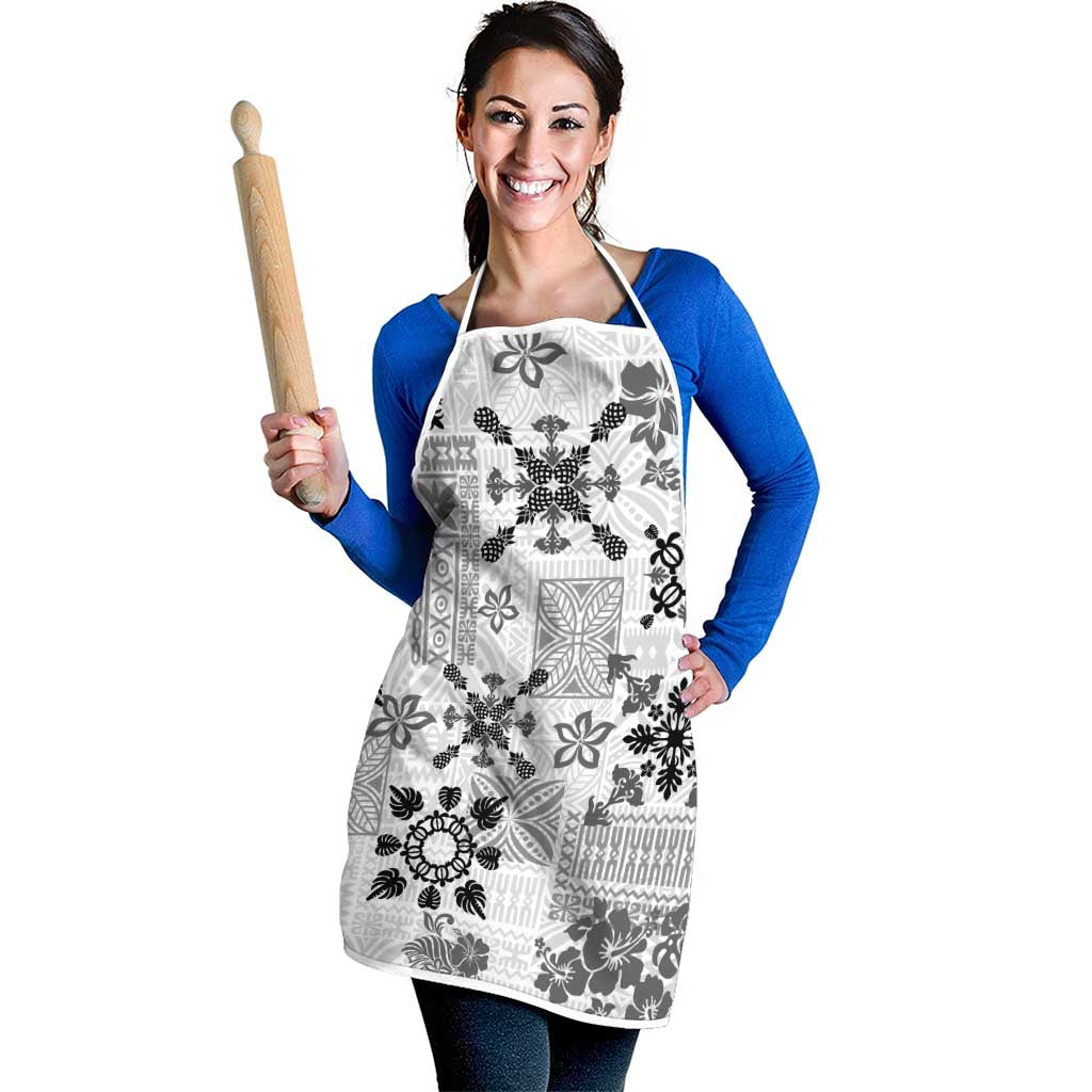 Hawaii Tapa Tribal Apron With Hawaiian Quilt Pattern Black LT9 - Polynesian Pride