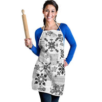 Hawaii Tapa Tribal Apron With Hawaiian Quilt Pattern Black LT9 - Polynesian Pride