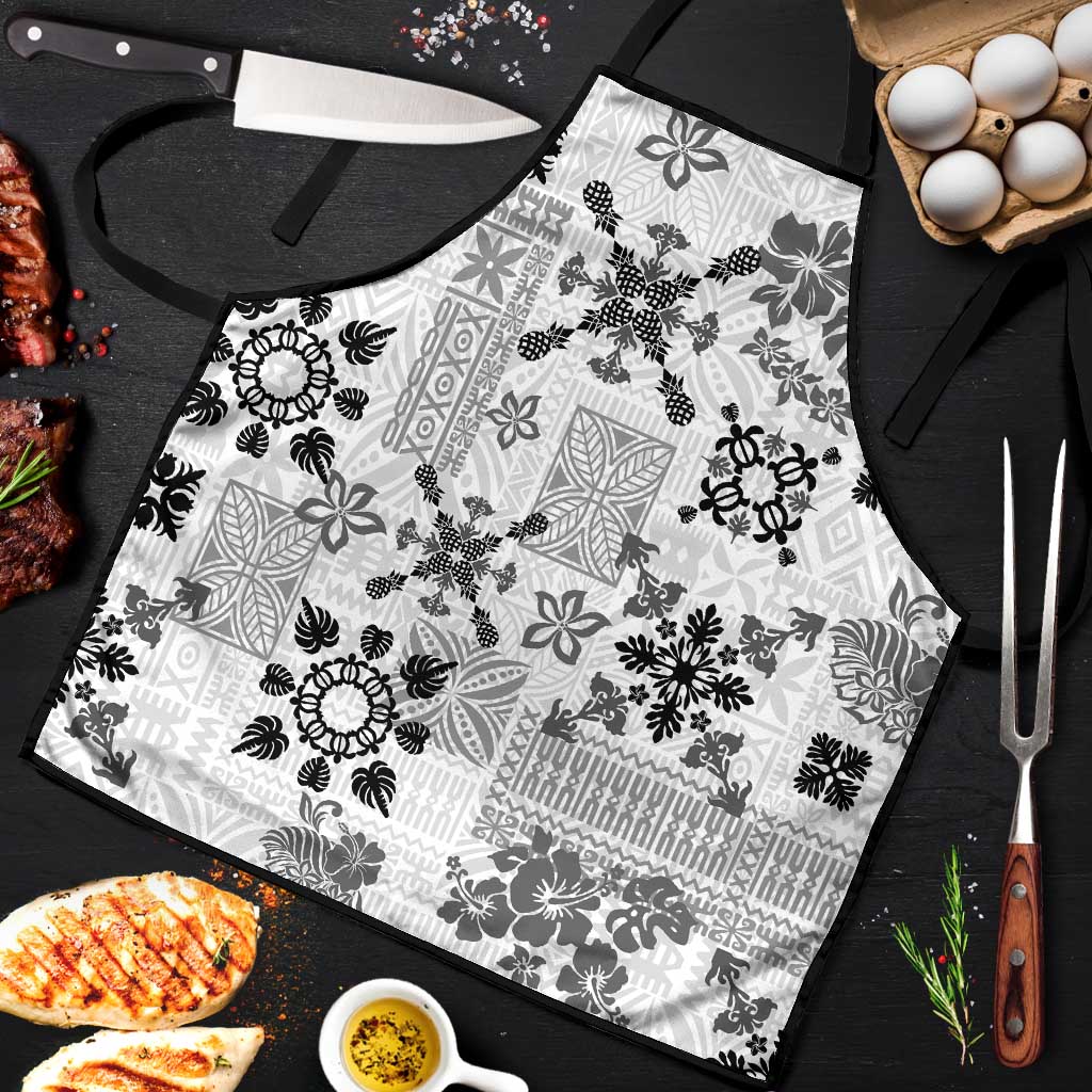 Hawaii Tapa Tribal Apron With Hawaiian Quilt Pattern Black LT9 Black - Polynesian Pride