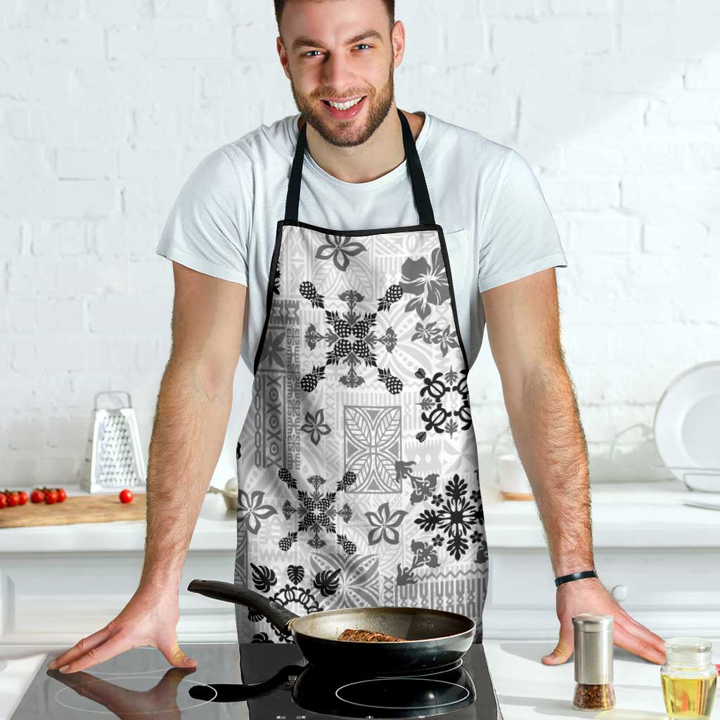 Hawaii Tapa Tribal Apron With Hawaiian Quilt Pattern Black LT9 - Polynesian Pride