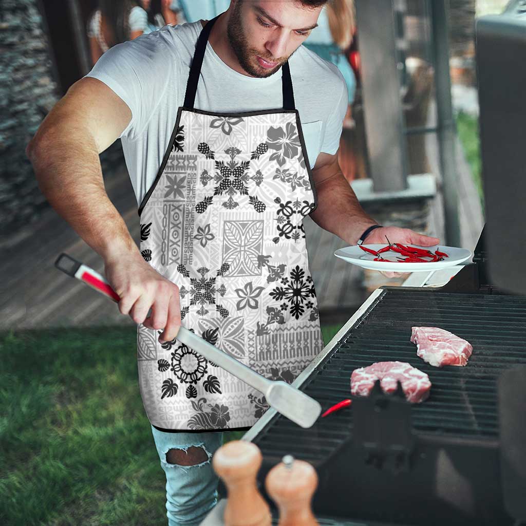 Hawaii Tapa Tribal Apron With Hawaiian Quilt Pattern Black LT9 - Polynesian Pride
