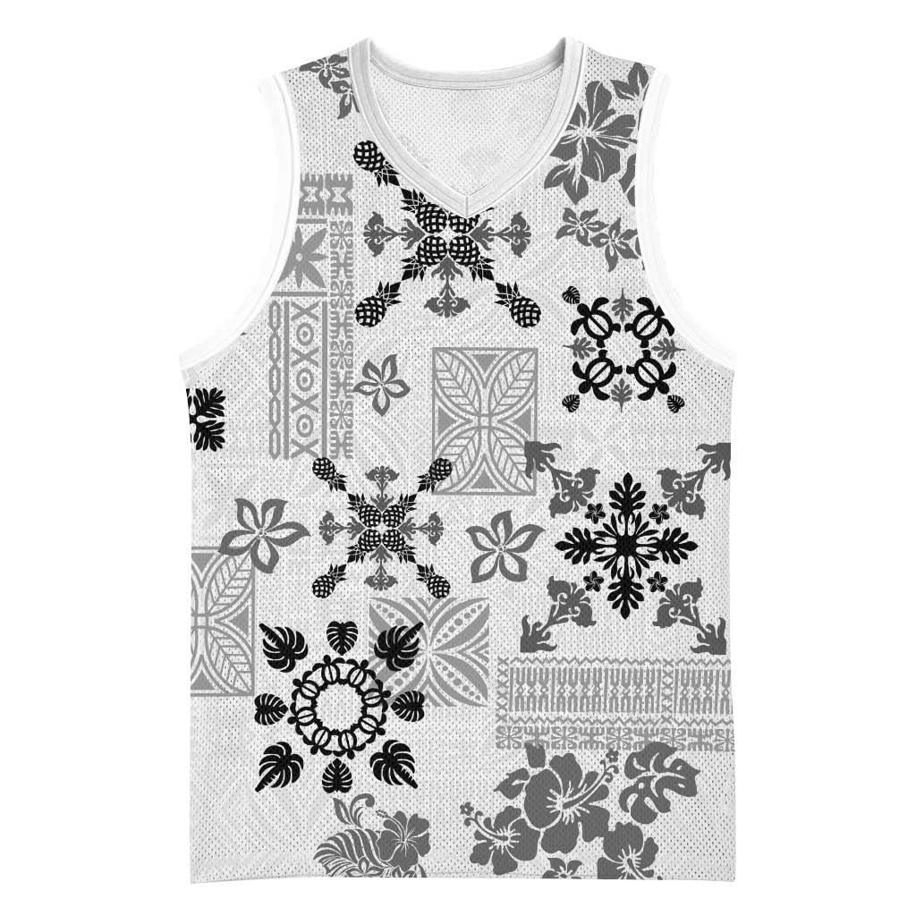 Hawaii Tapa Tribal Basketball Jersey With Hawaiian Quilt Pattern Black LT9 Unisex Black - Polynesian Pride