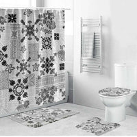 Hawaii Tapa Tribal Bathroom Set With Hawaiian Quilt Pattern Black LT9 Bathroom Set (4 pcs) Black - Polynesian Pride